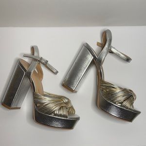 Express metallic topknot heels
